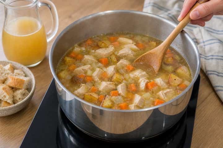 Roast Chicken Soup Pots cooking step 3: Build the flavour.