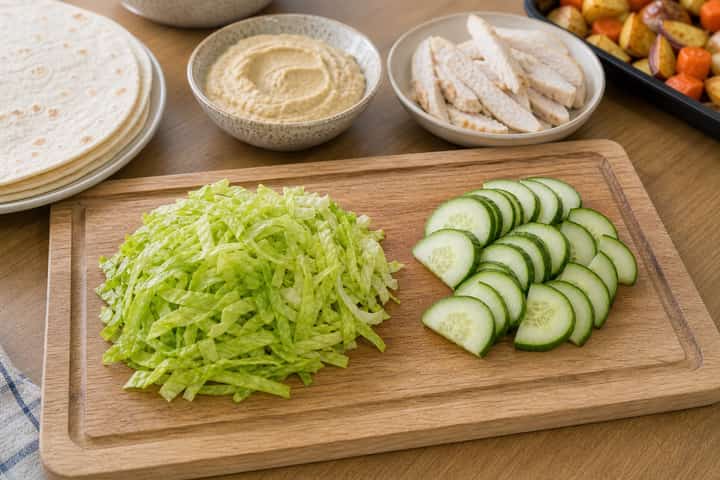 Roast Chicken Wraps cooking step 1: Get prepped.
