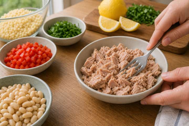 Tuna Bean Couscous Boxes cooking step 3: Build the flavour.
