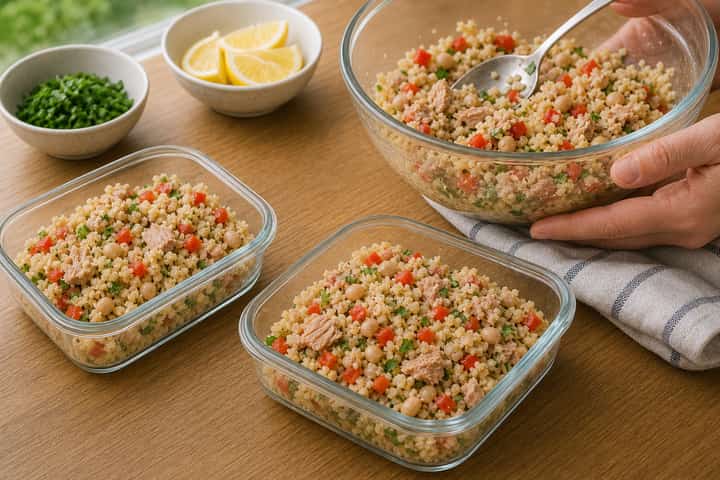 Tuna Bean Couscous Boxes cooking step 5: Finish the dish.
