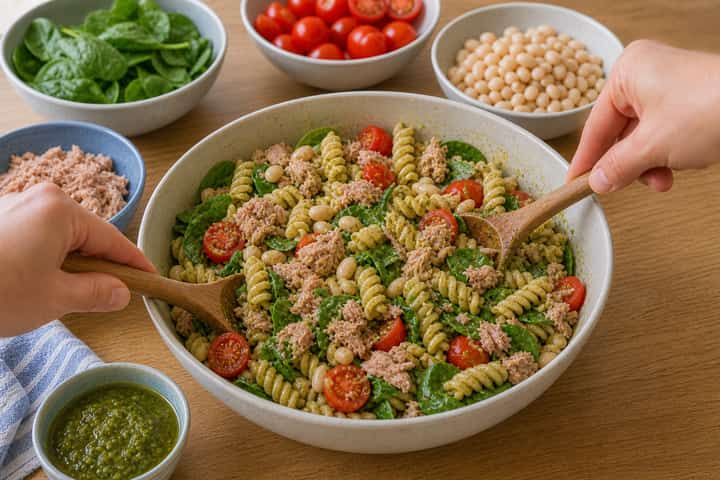 Tuna Bean Pasta Salad cooking step 5: Finish the dish.