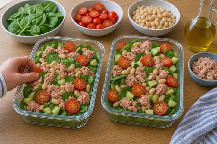 Tuna Bean Salad Boxes cooking step 4: Bring it together.