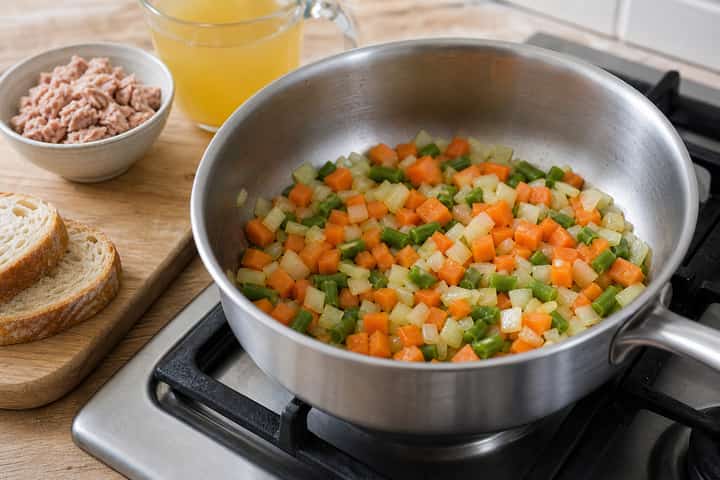 Tuna Bean Soup Pots cooking step 2: Start cooking.