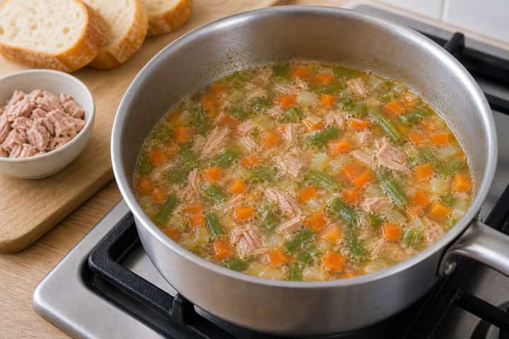 Tuna Bean Soup Pots cooking step 4: Bring it together.