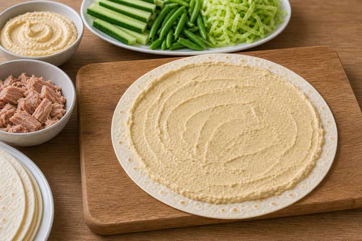 Tuna Bean Wraps cooking step 4: Bring it together.