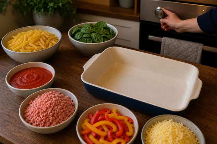 Turkey Pepper Pasta Bake cooking step 1: Get prepped.