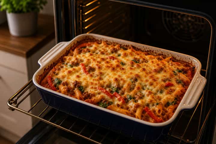 Turkey Pepper Pasta Bake cooking step 6: Serve.