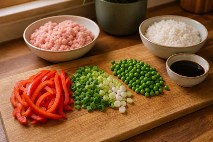 Turkey Pepper Rice Bowls cooking step 2: Start cooking.
