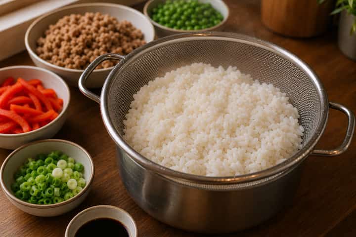 Turkey Pepper Rice Bowls cooking step 5: Finish the dish.