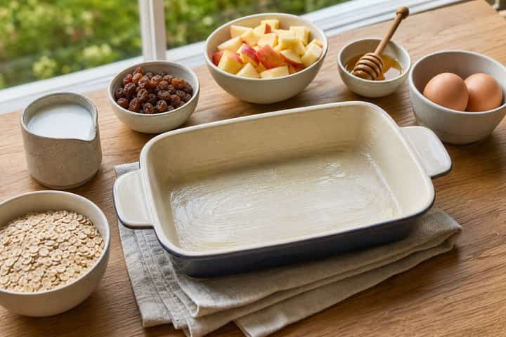 Apple Raisin Baked Oats cooking step 1: Get prepped.