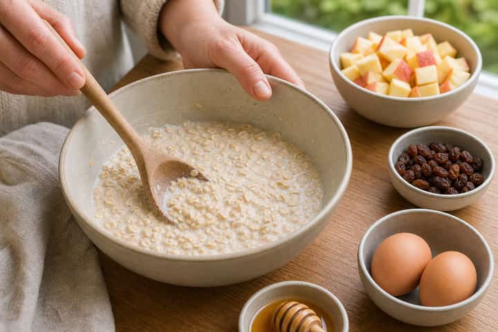 Apple Raisin Baked Oats cooking step 3: Build the flavour.