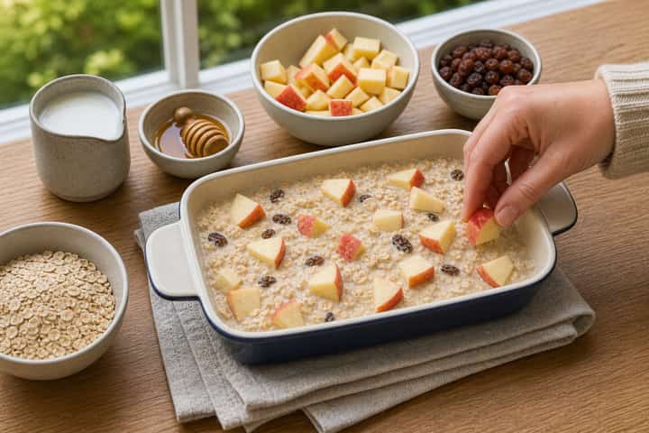 Apple Raisin Baked Oats cooking step 4: Bring it together.