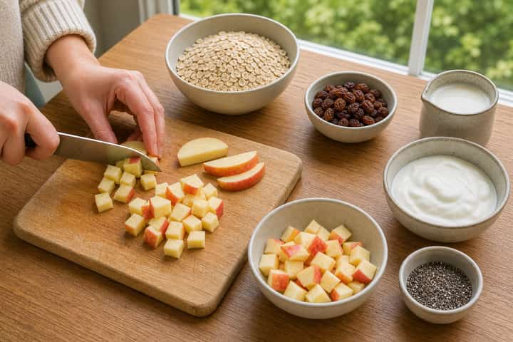 Apple Raisin Overnight Oats cooking step 1: Get prepped.