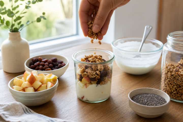 Apple Raisin Yogurt Pots cooking step 4: Bring it together.