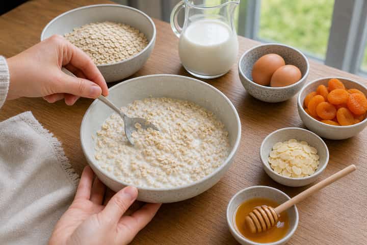 Apricot Almond Baked Oats cooking step 3: Build the flavour.