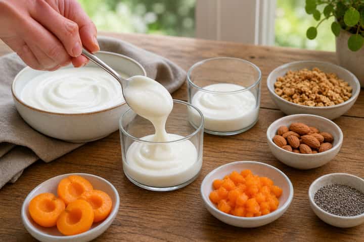 Apricot Almond Yogurt Pots cooking step 2: Start cooking.