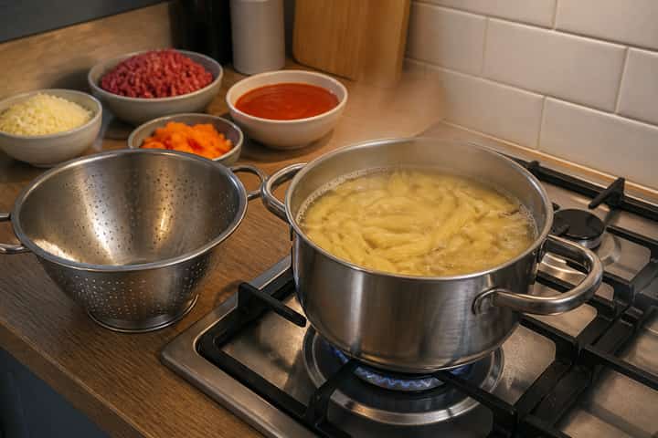 Beef Carrot Pasta Bake cooking step 2: Start cooking.