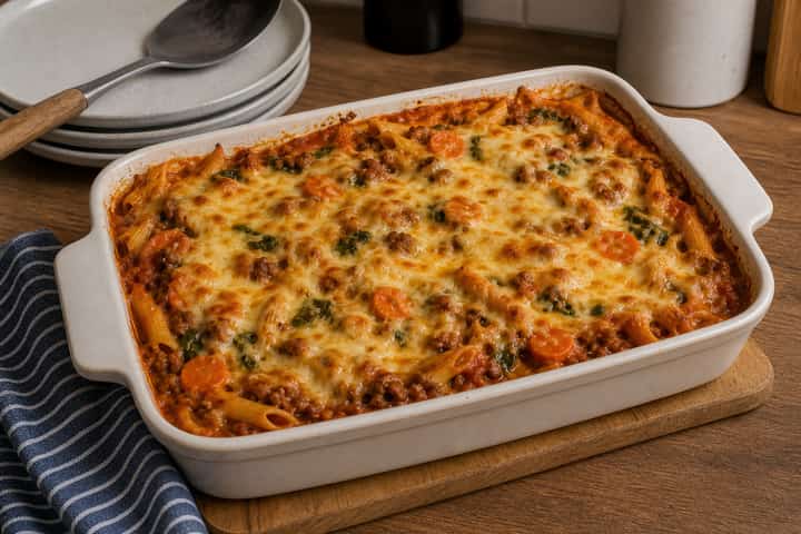 Beef Carrot Pasta Bake cooking step 6: Serve.