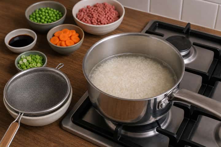 Beef Carrot Rice Bowls cooking step 1: Get prepped.