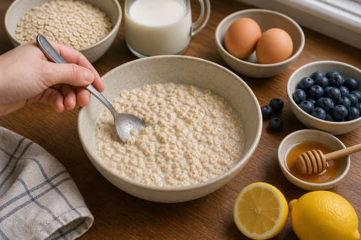 Blueberry Lemon Baked Oats cooking step 3: Build the flavour.