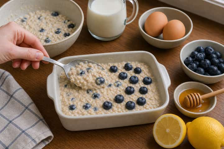 Blueberry Lemon Baked Oats cooking step 4: Bring it together.