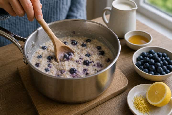 Blueberry Lemon Porridge cooking step 4: Bring it together.