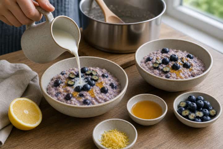 Blueberry Lemon Porridge cooking step 5: Finish the dish.
