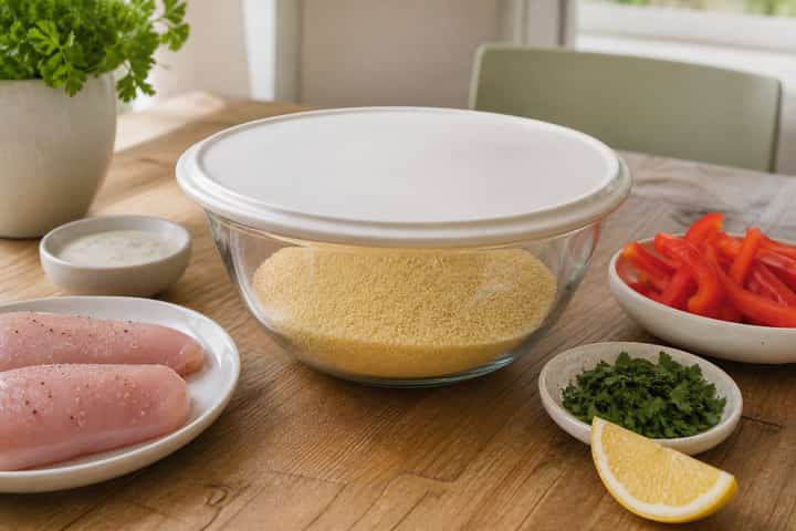 Chicken Caesar Couscous Boxes cooking step 1: Get prepped.
