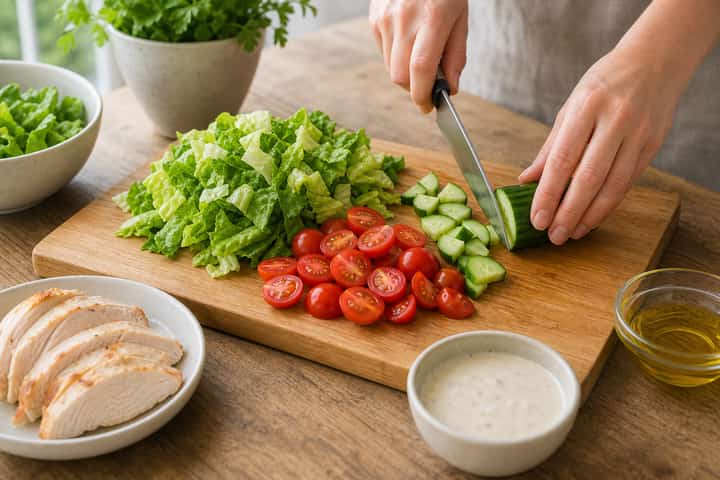 Chicken Caesar Salad Boxes cooking step 1: Get prepped.