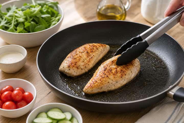Chicken Caesar Salad Boxes cooking step 2: Start cooking.