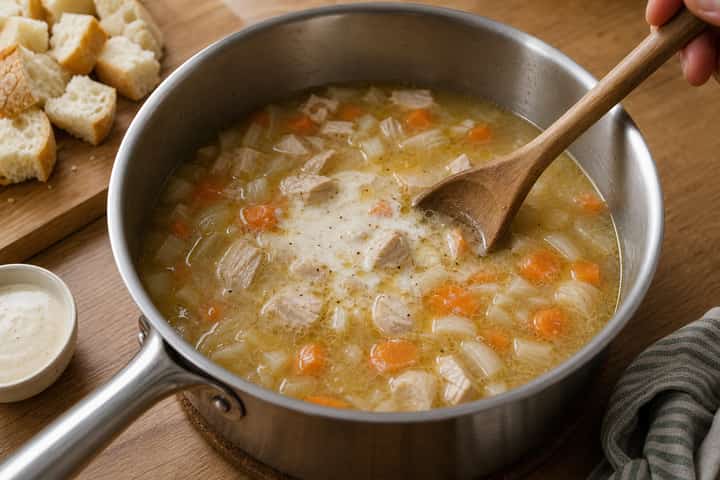 Chicken Caesar Soup Pots cooking step 3: Build the flavour.