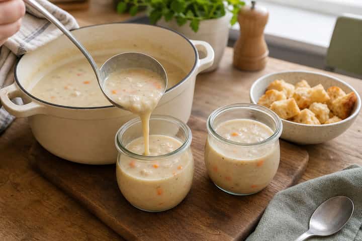 Chicken Caesar Soup Pots cooking step 5: Finish the dish.
