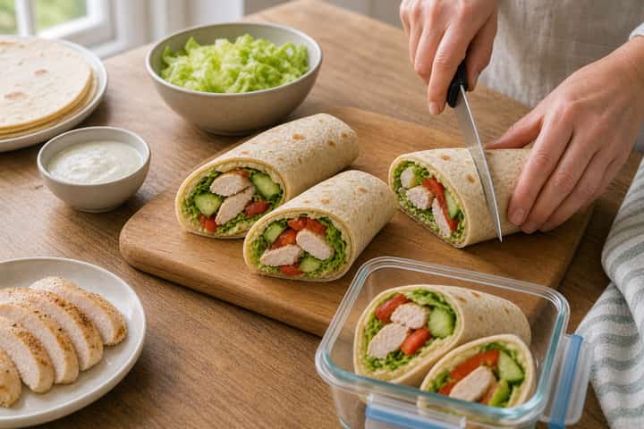 Chicken Caesar Wraps cooking step 5: Finish the dish.