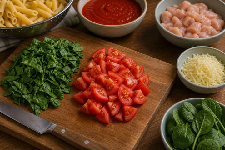Chicken Tomato Pasta Bake cooking step 3: Build the flavour.