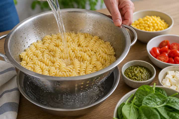 Halloumi Sweetcorn Pasta Salad cooking step 1: Get prepped.