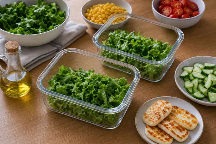 Halloumi Sweetcorn Salad Boxes cooking step 3: Build the flavour.