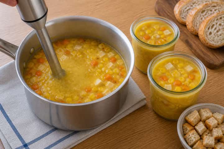 Halloumi Sweetcorn Soup Pots cooking step 5: Finish the dish.