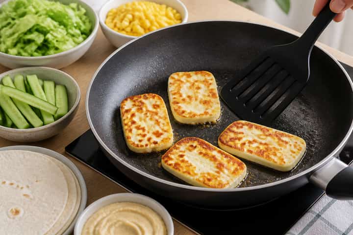 Halloumi Sweetcorn Wraps cooking step 2: Start cooking.