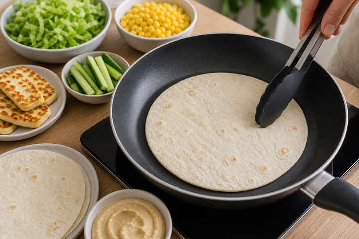 Halloumi Sweetcorn Wraps cooking step 3: Build the flavour.