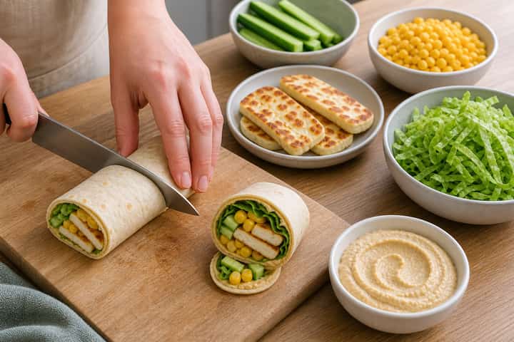 Halloumi Sweetcorn Wraps cooking step 5: Finish the dish.