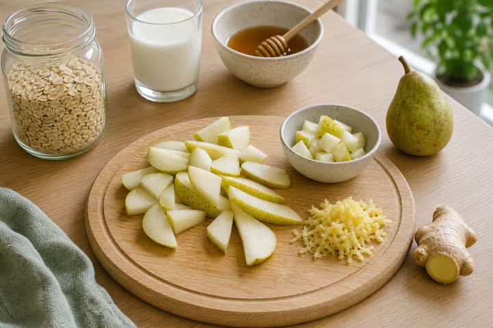 Pear Ginger Porridge cooking step 1: Get prepped.