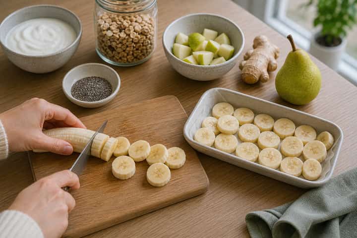 Pear Ginger Smoothie Bowls cooking step 1: Get prepped.