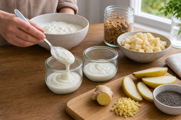 Pear Ginger Yogurt Pots cooking step 2: Start cooking.