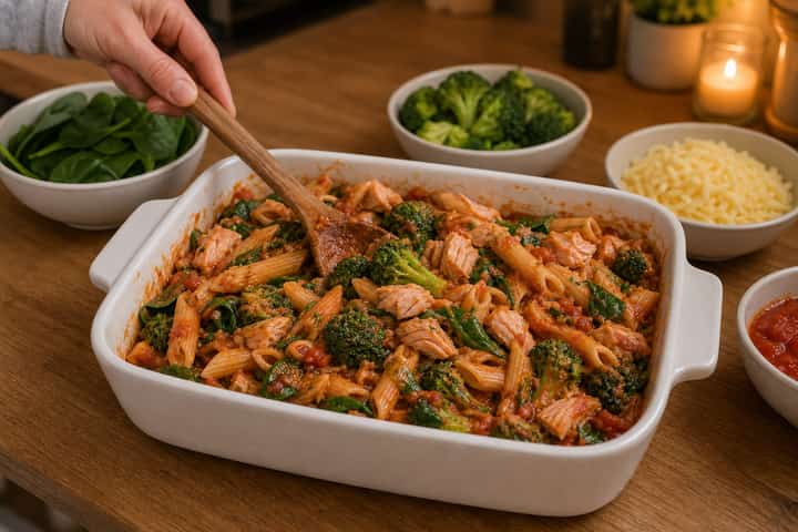 Salmon Broccoli Pasta Bake cooking step 5: Finish the dish.