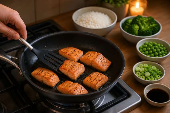 Salmon Broccoli Rice Bowls cooking step 3: Build the flavour.