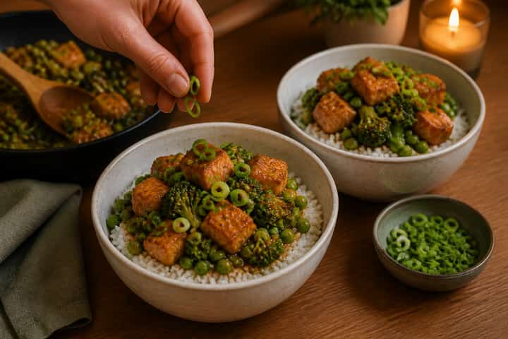 Salmon Broccoli Rice Bowls cooking step 6: Serve.