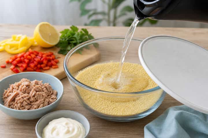 Tuna Mayo Couscous Boxes cooking step 1: Get prepped.