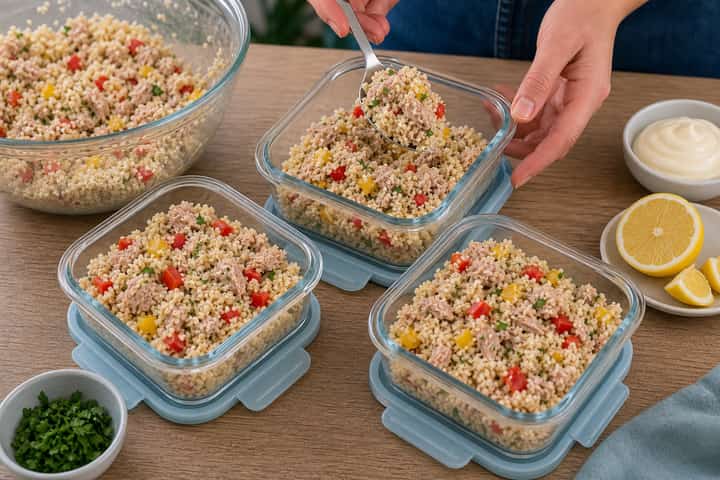 Tuna Mayo Couscous Boxes cooking step 5: Finish the dish.