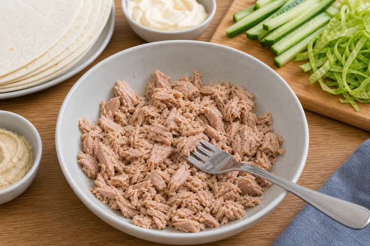 Tuna Mayo Wraps cooking step 2: Start cooking.