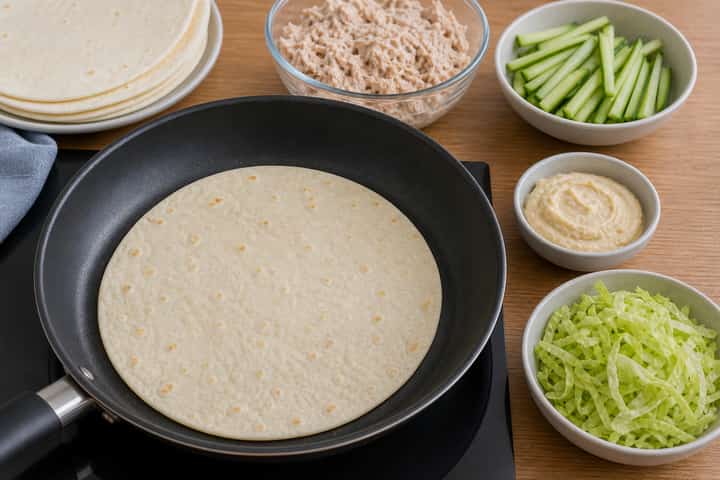 Tuna Mayo Wraps cooking step 3: Build the flavour.